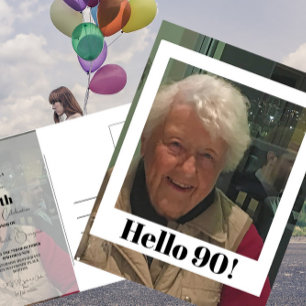 90. Geburtstag Foto Frame Modern Chic Postcard Postkarte