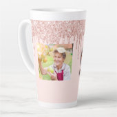 90. Geburtstag Foto Rose Gold rosa Tropfen Milchtasse (Linke Ecke)