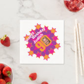 90. Geburtstag Foto und Name Rosa Sternenserviette Serviette (Beispiel)