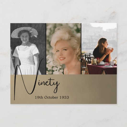 90. Geburtstag FotoCollage Einladung Postkarte (Vorderseite)