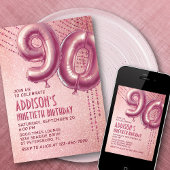 90. Geburtstag Frauen Rose Gold Einladung