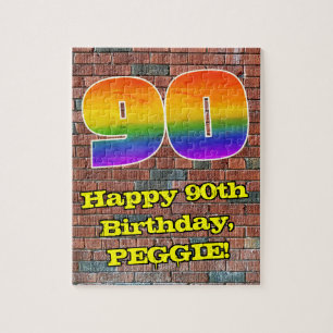 90. Geburtstag: Fun Graffiti-Inspiriert Regenbogen Puzzle