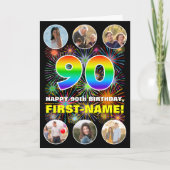 90. Geburtstag: Fun Rainbow #, Individuelle Name & Karte (Vorderseite)