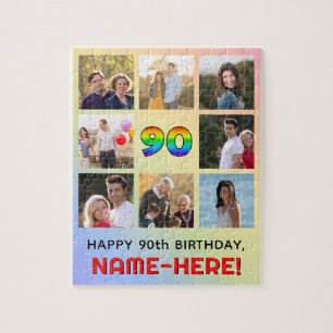 90. Geburtstag: Fun Rainbow #, Individuelle Name & Puzzle
