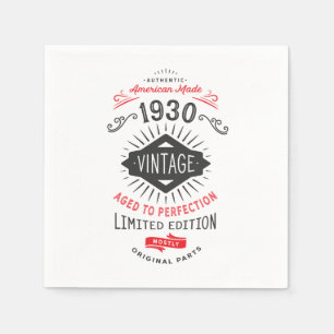 90. Geburtstag Geboren 1930 Vintage Perfektion Serviette