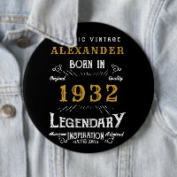 90. Geburtstag Geboren 1932 Vintager Black Button