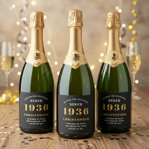 90. Geburtstag Geboren 1936 Name hinzufügen Schwar Schaumweinetikett