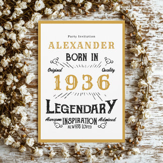 90. Geburtstag Geboren 1936 Weißgold Legende Einladung