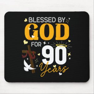90. Geburtstag Gesegnet von Gott für 90 Jahre alt Mousepad