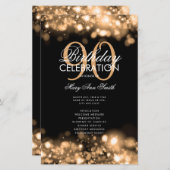 90. Geburtstag Glam Lights Gold mit Menü (Vorne/Hinten)