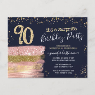 90. Geburtstag Glitter-Kuchen Überraschungsparty P Postkarte