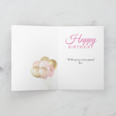 90. Geburtstag Glitzer Pink Ballon Karte (Innenseite)