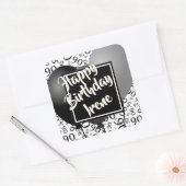 90. Geburtstag glücklich - Schwarz/Weiß Zahlenmust Quadratischer Aufkleber (Umschlag)