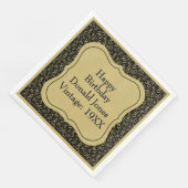 90. Geburtstag Gold/Black Bracket Number Pattern Serviette (Ecke)