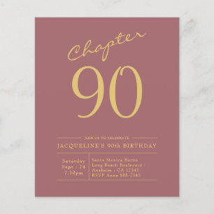 90. Geburtstag Gold Pink Einladung Flyer