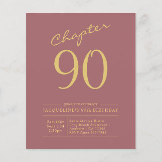90. Geburtstag Gold Pink Einladung Flyer