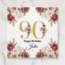 90. Geburtstag Gold- und Burgunder Floral Personal