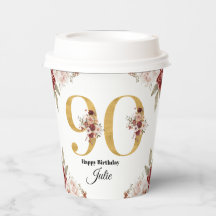 90. Geburtstag Gold- und Burgunder Floral Personal