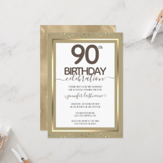 90. Geburtstag Goldene feierliche Einladung