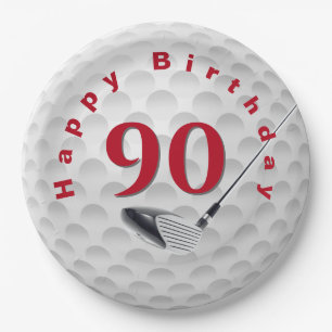 90. Geburtstag Golf Ball Design Paper Plate Pappteller