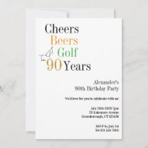 90. Geburtstag Golf Cheers Biere Minimales Party