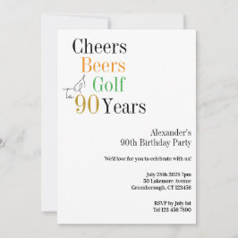90. Geburtstag Golf Cheers Biere Minimales Party Einladung