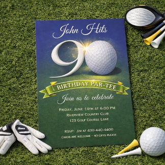 90. Geburtstag Golf-Thema Einladung