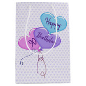 90. Geburtstag Herzblasen auf dem Herzen Mittlere Geschenktüte (Vorderseite)