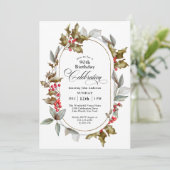 90. Geburtstag Holly Berry Winter Geburtstag Einladung (Stehend Vorderseite)