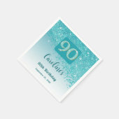 90. Geburtstag Hübsch Aquamarin Blue Glitzer Napki Serviette (Ecke)