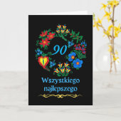 90. Geburtstag im polnischen Wszystkiego najlepsze Karte (Gelbe Blume)