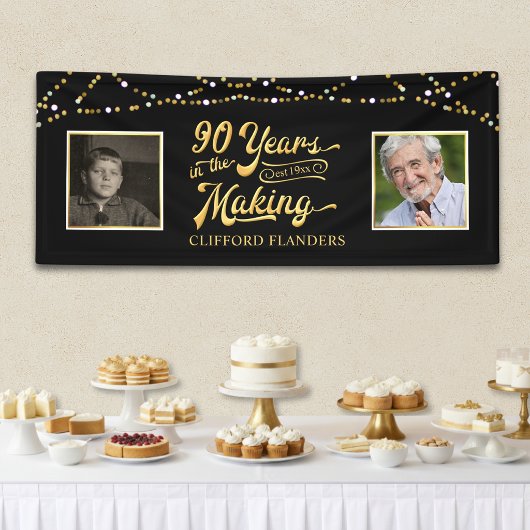 90. Geburtstag JAHRE DER MACHENS String-Lichter Banner