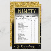 90 Geburtstag je oder nie Game (Vorne/Hinten)