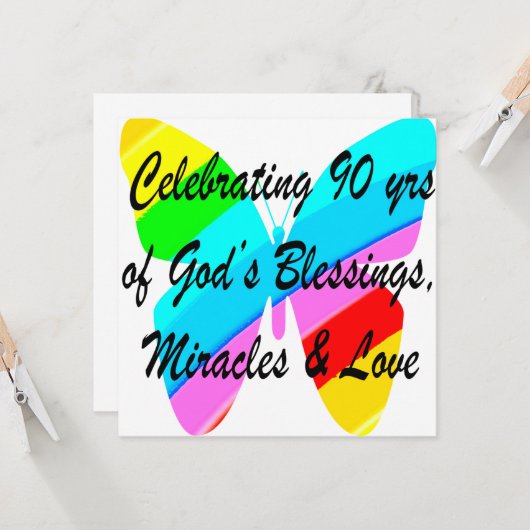 90. GEBURTSTAG KARTE (Vorderseite/Rückseite Beispiel)