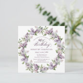 90. Geburtstag Lila Lilac Spring Blume Square Einladung (Stehend Vorderseite)