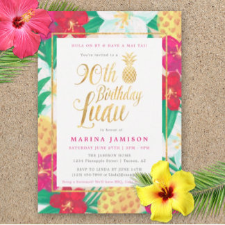 90. Geburtstag Luau Party Einladungen