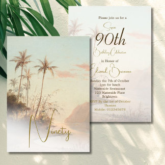 90. Geburtstag Male Tropical Vintag Palm Geburtsta Einladung