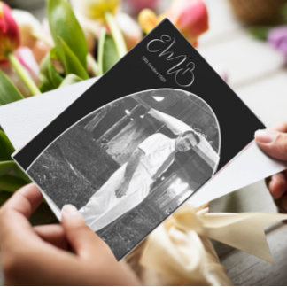90. Geburtstag männliches Foto Monogram Stilvoll G Einladung