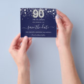 90. Geburtstag Marine blau silber rett Datum Budge Flyer (Gruppe)