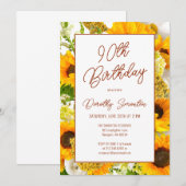 90. Geburtstag Moderne Sonnenblumenblume Einladung (Vorne/Hinten)