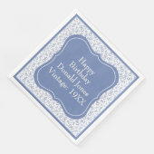 90. Geburtstag Muster Blau/Weiß-Bracket Serviette (Ecke)