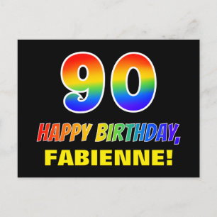 90. Geburtstag: Mutig, Lustig, Einfach, Regenbogen Postkarte