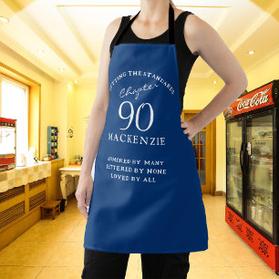90. Geburtstag Name Elegant Blue and White Schürze