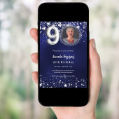 90. Geburtstag navy blauen Sterne Foto Luxus Einladung