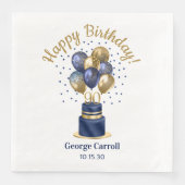 90. Geburtstag Navy Blue Balloon Cake Serviette (Vorderseite)