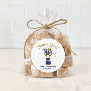 90. Geburtstag Navy Blue Balloon Cake Vielen Dank Runder Aufkleber