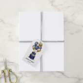 90. Geburtstag Navy Blue Cake Geschenkanhänger (Mit Garn)
