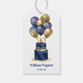 90. Geburtstag Navy Blue Cake Geschenkanhänger (Rückseite)