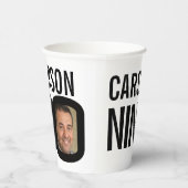 90. Geburtstag, neunach Foto Schwarz-weiß Pappbecher (Rechts)