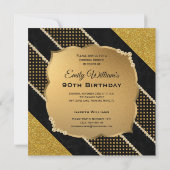 90. Geburtstag Ninetieth Gold Diamond Foto Rahmen Einladung (Rückseite)